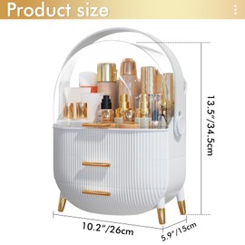 NestOrganix Makeup Organizer Skincare Organizers - Cosmetic Display Cases with Transparent Cover, SkinCare Organizers for Bathroom Countertop, Bedroom Vanity Desk, Lipstick Organizer, White Upgarde
