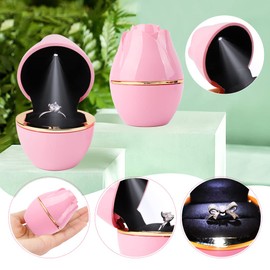 Rolin Roly Pink Ring Box with LED Light Rose Jewelry Ring Case Jewellry Display Gift Boxes for Proposal Wedding Ring Box Ceremony Engagement Proposal Anniversary