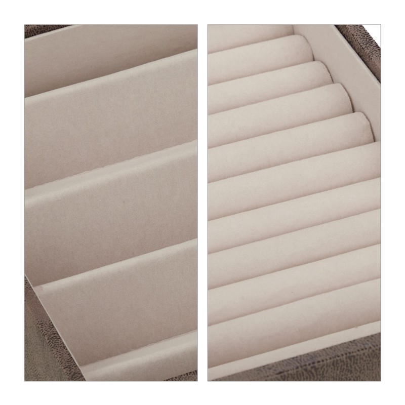 Relaxdays Leather Look Velvet Jewellery Box with Window H 5