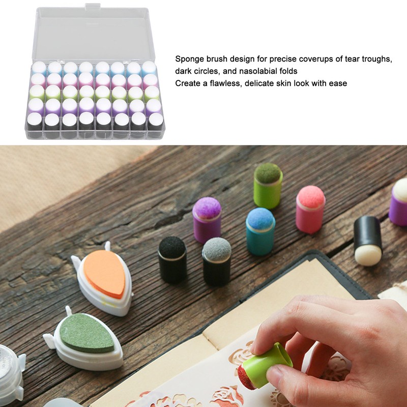 40 Pcs Finger Sponges Daubers Fingertip Concealer Brush Craft Painting
