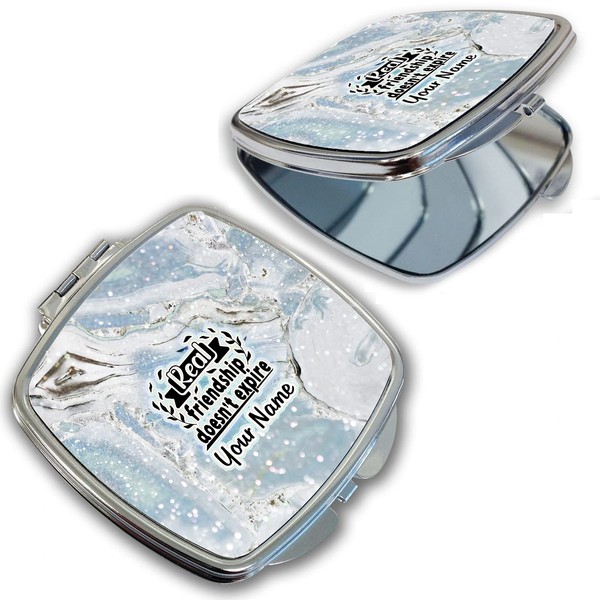 Bleu Reign Compact Personalized Pocket Mirror Custom Name Blue Marble