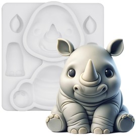FUNSHOWCASE Fondant Molds Rhinoceros Safari - Decoración para tarta de animales, 3 pulgadas de alto