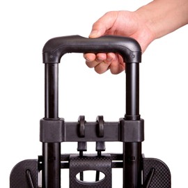 Folding Hand Truck, KINJOEK 40kg 88Lbs Solid Construction Utility Cart for Luggage with Oversized Wheels & Bonus Bungee Cord, Collapsible, Lightweight and Compact Luggage Dolly Cart for Travel, Black