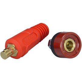 RIVERWELD TIG Welding Cable Panel Connector Plug & Socket Set DKJ35-50 & DKZ35-50 315Amp Dinse-Style Quick Fitting with Red Colour 2pcs