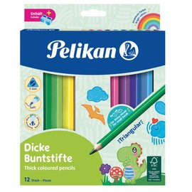 Pelikan 700160 Jumbo-Buntstifte, dreikant, 12 Stück inklusive Anspitzer, FSC
