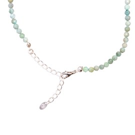 BERGERLIN Genuine Natural Stone Necklace with 925 Sterling Silver Bead or Gold-Plated Bead, Filigree Bead Necklace for Women with Clasp and Certification of Authenticity, Sterling Silver