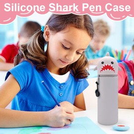 FULHANY Silikon FedermäPpchen - 2 In 1 Haistifte MäPpchen - Haie Stitch FedermäPpchen - FüR Schulkinder Und Jugendliche, Aufbewahrung Von Schreibwaren (Grau)