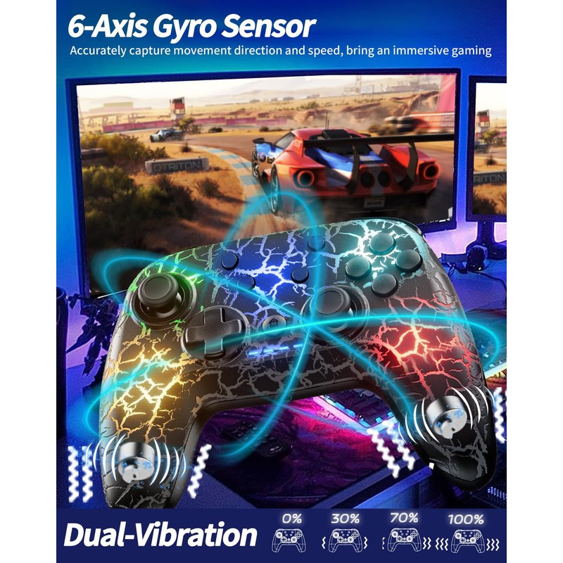 2 Pack Wireless Switch Controller, Compatible with Switch/Switch Lite/OLED/PC, 1000mAh