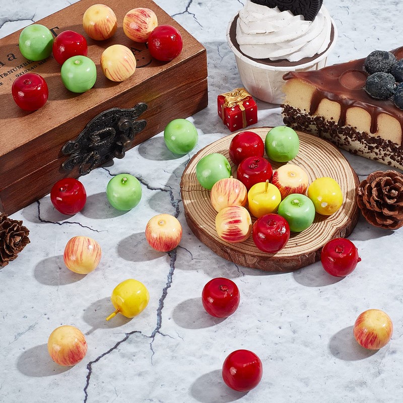 CHGCRAFT 60Pcs 4 Styles Foam Fruit Artificial Mini Apple, Fake