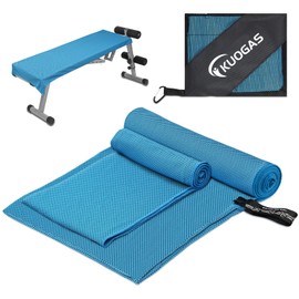 KUOGAS Fitness Towel Set of 2 | 120 x 50 cm + 100 x 30 cm | Cooling Towel with Zip Pocket, Quick-Drying Microfibre Gym Sports Towel for Gym and Training, 2