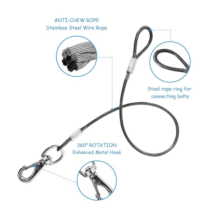 Mi Metty Chew Proof Dog Leash - 2Pack Metal Cable