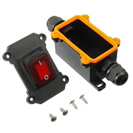 EPLZON 16A 125/250VAC Inline Cord Switch Waterproof Switch DPST 4Pin 2 Position On Off IP65 Double Hole Waterproof Box Two-Side Entry and Exit Line(2pcs Red)