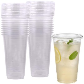 Bluesky Clear Disposable PET Cups & Lids Combo - 16oz | 12 Count - Perfect for Parties, Picnics, and To-Go Beverages