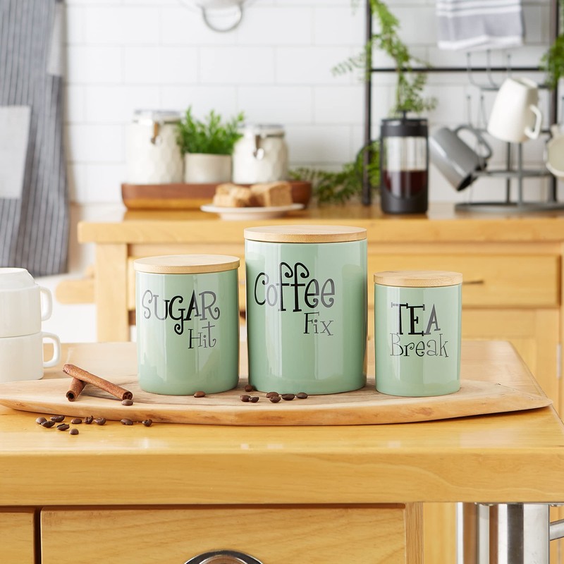 DII Kitchen Accessories Retro Collection Ceramics, Canister Set, Jadeite, 3