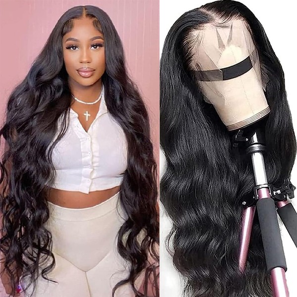 Body Wave Lace Front Wigs Human Hair 13x4 HD Transparent Lace Frontal Wigs Pre Plucked with Baby Hair 180% Density Glueless Human Hair Wigs for Black Women Human Hair Lace Front Wigs (20 inch)