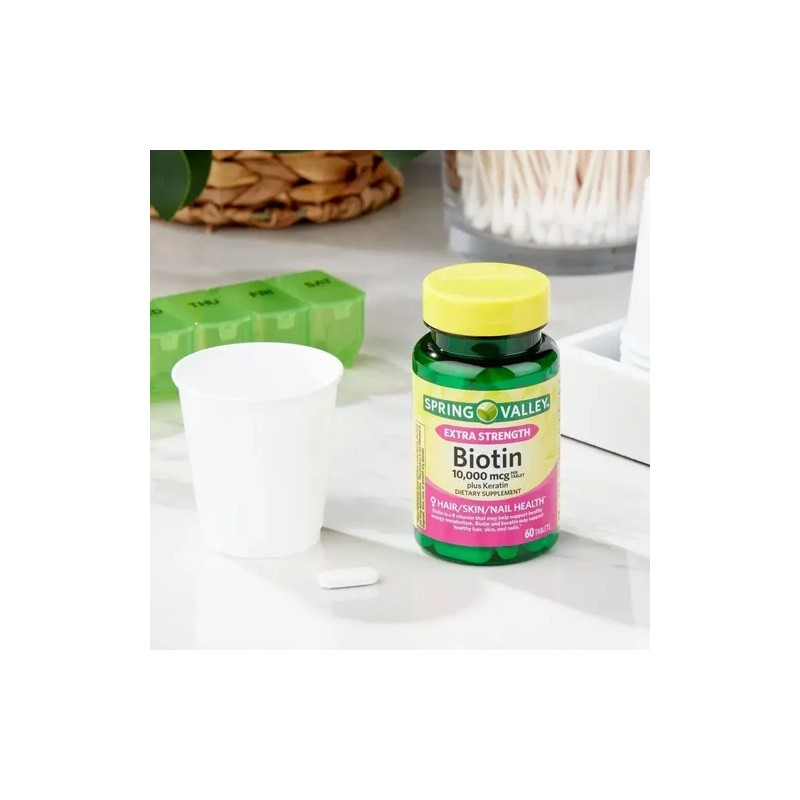 Biotina 10,000mcg (60 Tabletas) Cabello Hermoso, Uñas Y Piel