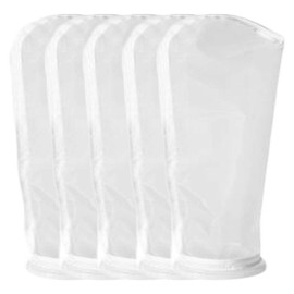 Honritone 5Pack Nylon Mesh Filter Socks 4 Inch Ring 50/75 / 100/200 / 300/400 Micron - by 14 Inch Long – Aquarium Filter Bags (100 Micron 4" x 14" Nylon Mesh Bag)