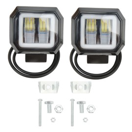 20 W 6500K LED Square Light Bar Spotlight DRL Angel Eyes Side Positioning Fog Lights for Trucks Off Road SUV ATV Yellow Aperture