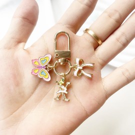 SWJEWEL Cute Initial Letter A to Z Keychain Small Colorful Butterfly Mini Key Chain for Women Pendant Car Key Ring Purse Backpack Handbag Bag Charm Decoration X
