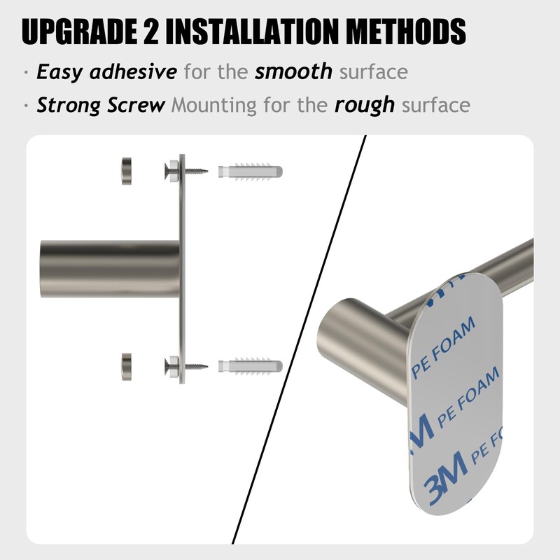 Towel Bar, Adjustable 14.4inch - 25.2inch Towel Rack, Self Adhesive