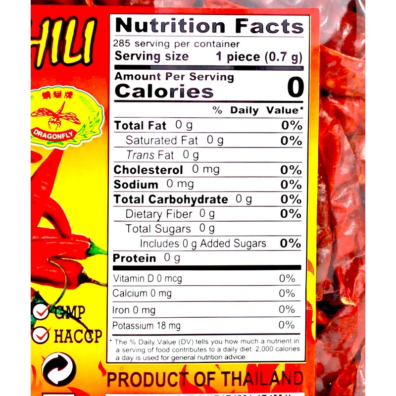 Thai Whole Dried Chili Peppers, Very Hot (7oz)