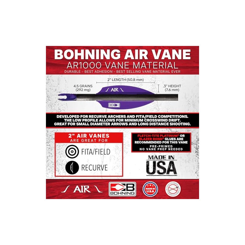 Bohning AIR Vanes, 2" Outdoor Target Vanes, 36pk, Red