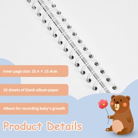 My First Year Baby Album, Baby Book to Enter, Hardcover Baby Book, Memory Book, Children's Album, Boys from Birth to School in the Diary, 25.4 x 25.4 cm