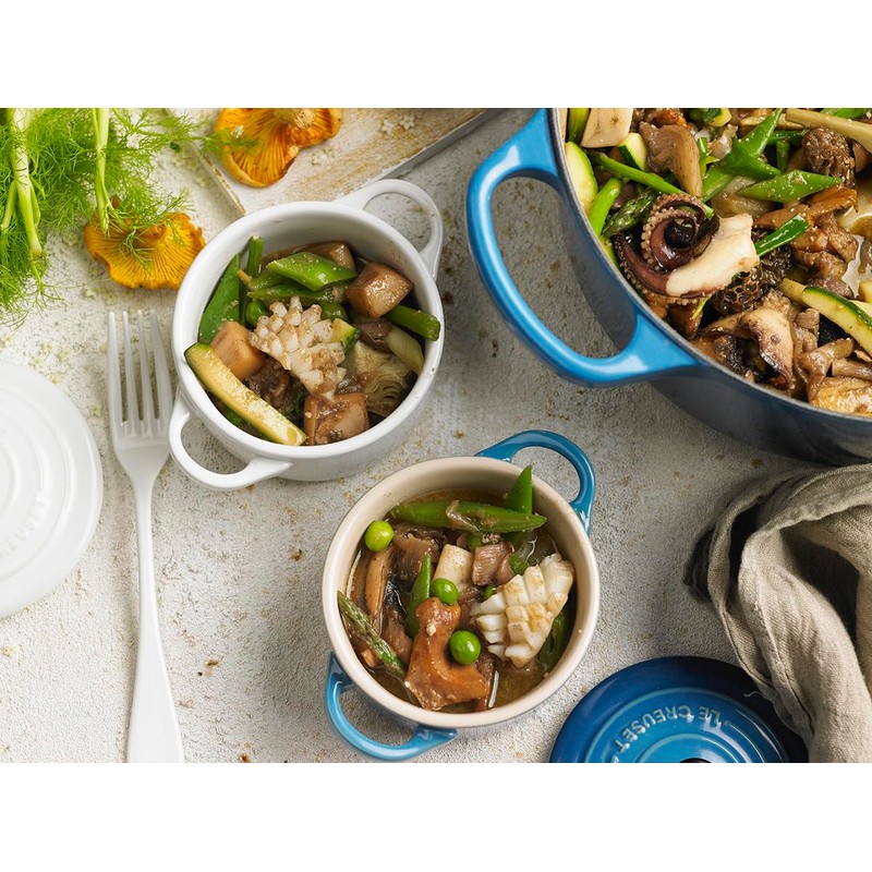 Le Creuset Stoneware Set of 4 Mini Cocottes with Cookbook,