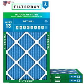 Filterbuy 12x26.5x1 Air Filter MERV 13 Optimal Defense (3-Pack), Pleated HVAC AC Furnace Air Filters Replacement (Actual Size: 12.00 x 26.50 x 0.75 Inches)