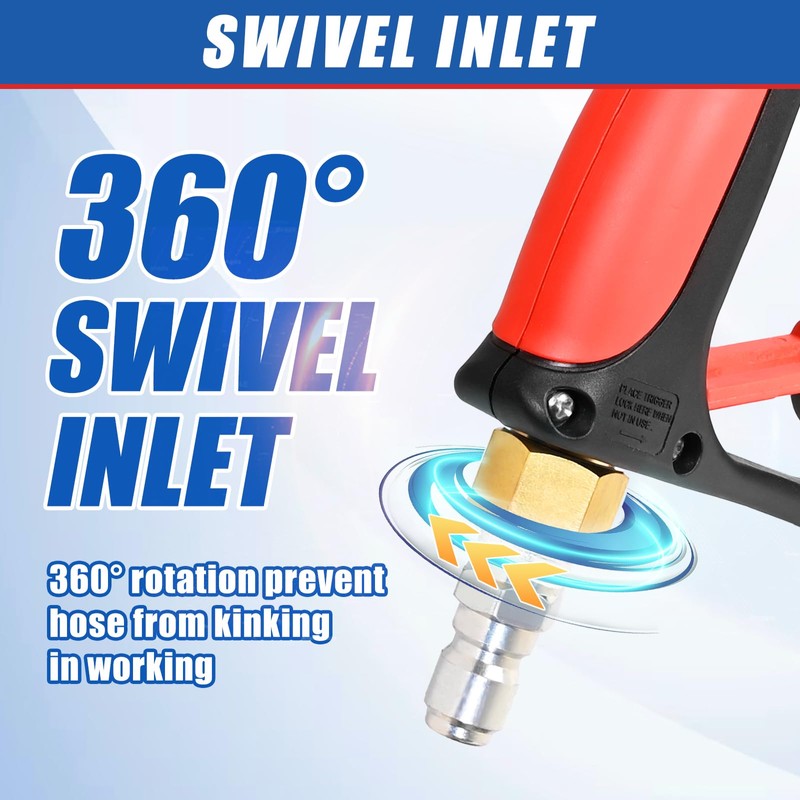 TOOLCY Pressure Washer Gun, Adjustable Power Washer Swivel Gun and