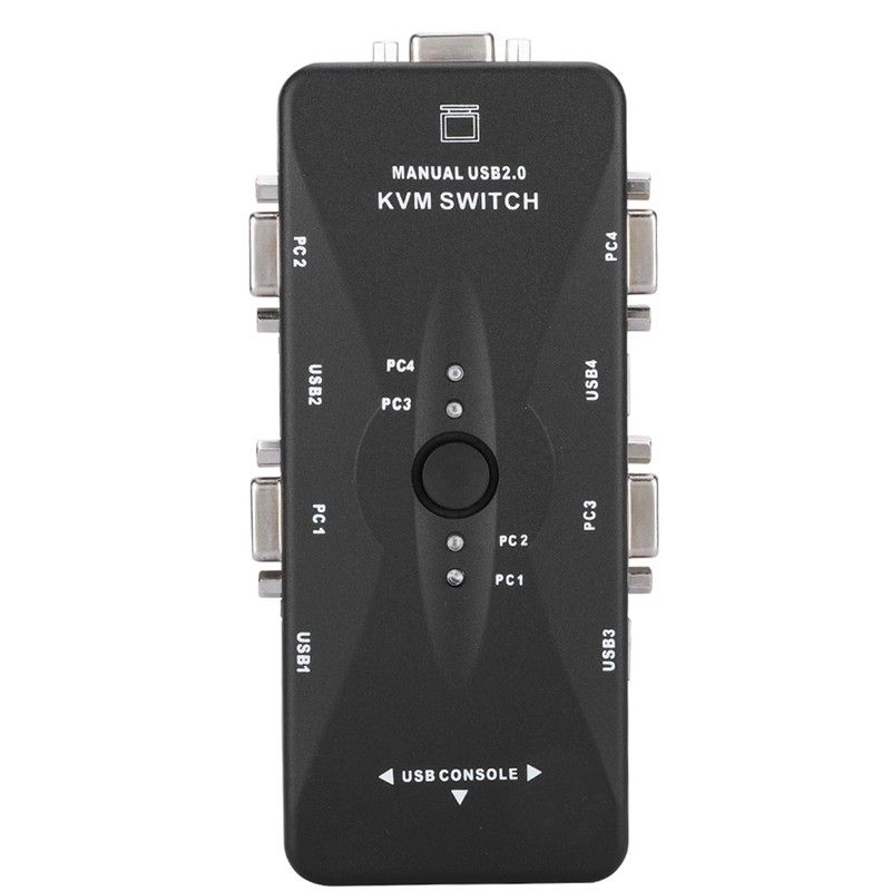4-Port USB 2.0 KVM VGA/SVGA Monitor Hub Computer Switch Box