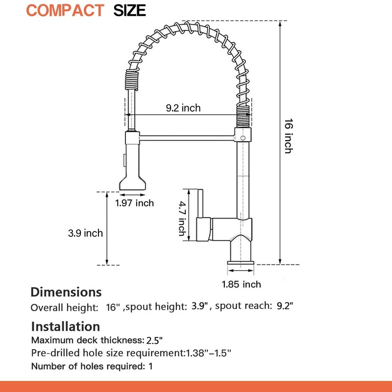 OWOFAN Low Lead Modern Single Handle Pull Down Sprayer Spring