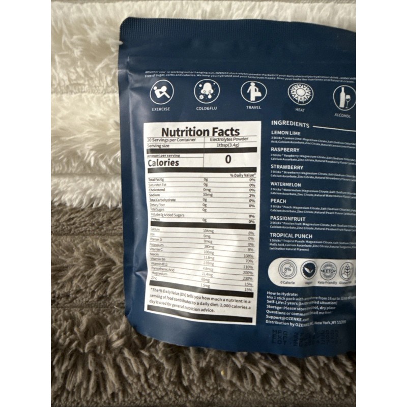 OZENKE 2X OZENKE Electrolyte Powder Packets 20 Sugar Free Hydration