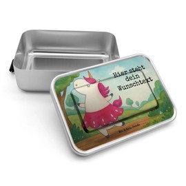 Mr. & Mrs. Panda Personalisierte Metall Brotdose Einhorn Ballerina Design - Geschenk, Schule, Kindergarten, Party, Brotbox, Einhörner, Brotdose mit