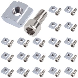 Yeepeo Pack of 20 T-Slot Nuts M6, Series 2020 M5 T-Slot Blocks Set T-Nut Type B, Carbon Steel T Slot Nut and Hex Socket Screw Connector Set for Aluminium Profile Extrusion Slot