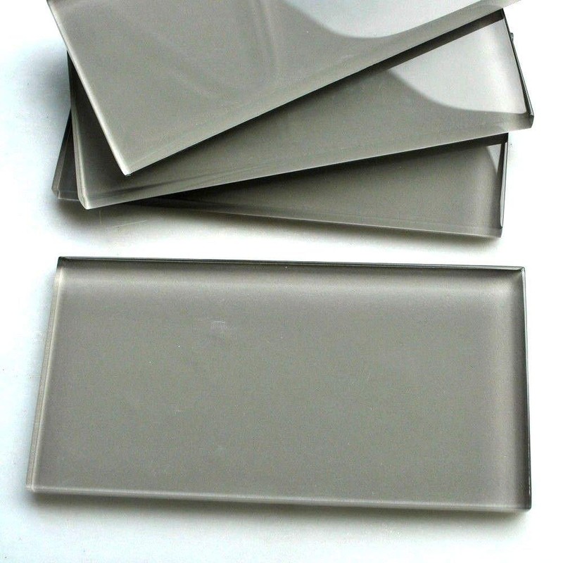 3x6 Cool Gray Color Wave Glass Tile - CW04 Sliver