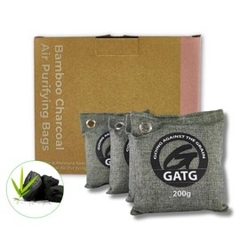 Bamboo Charcoal Air Purifying Bags (Large, 4×200g), Removes Odours and Moisture, Nature Fresh Air Purifier Bags, Odour Eliminator for Home, Car, Pets, Bathroom, Basement