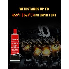 Visbella High Temperature RTV Silicone Gasket Maker, Sealed Oil Resistant Waterproof Quick Dry Liquid for Bonding Internal Combustion, Steam Turbines, Automotive Engine Parts 3.7OZ (Red)