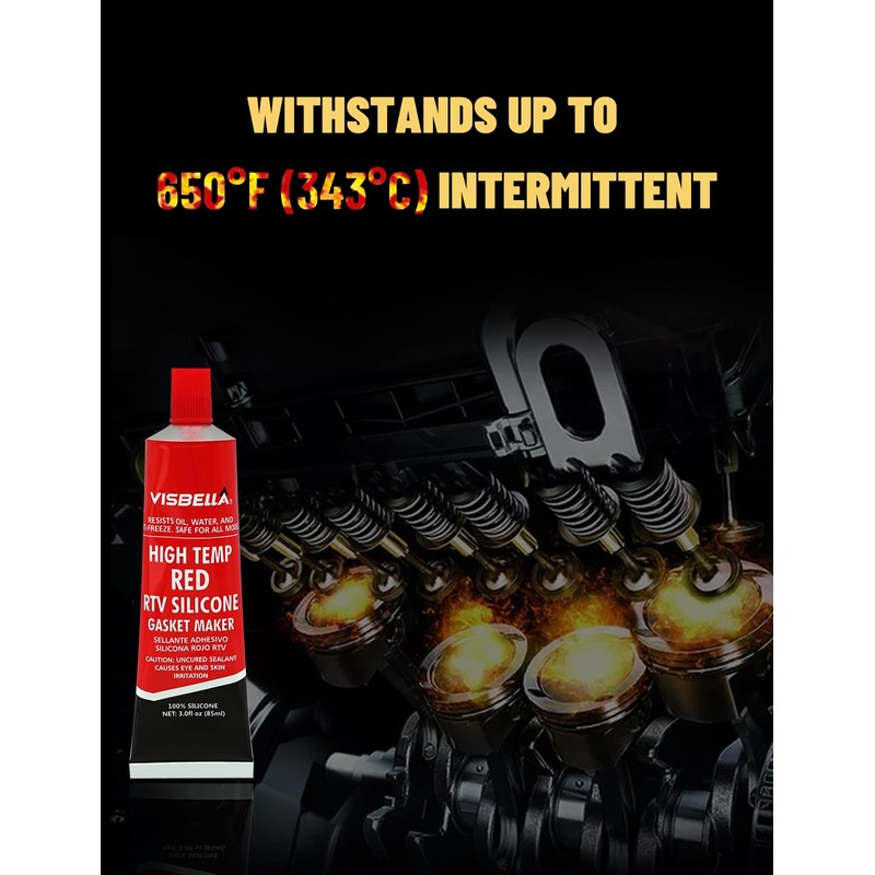 Visbella High Temperature RTV Silicone Gasket Maker, Sealed Oil Resistant