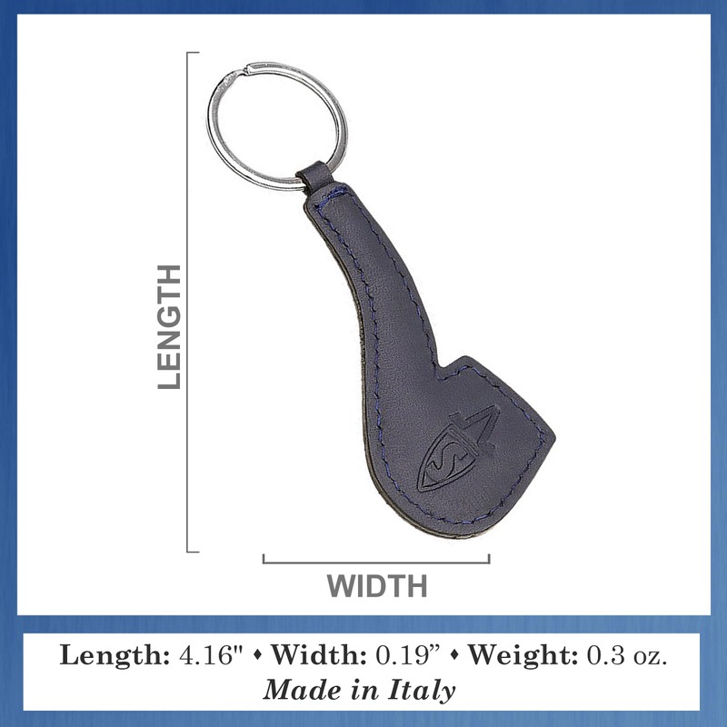 Savinelli 1876 Limited Edition Embossed Italian Leather Keychain, Blue