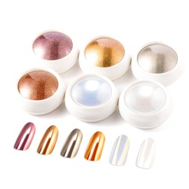 BISHENGYF 6Pcs Chrome Nail Powder Set - Metallic Mirror Effect Holographic Nail Powder Gold Silver White Nail Chrome Powder for Nails Art Decoration