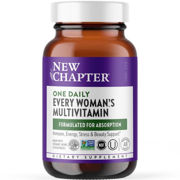 New Chapter Women's Multivitamin for Immune, Beauty + Energy Support with 20+ Nutrients - Every Woman's One Daily, Gentle on The Stomach, 48 Count