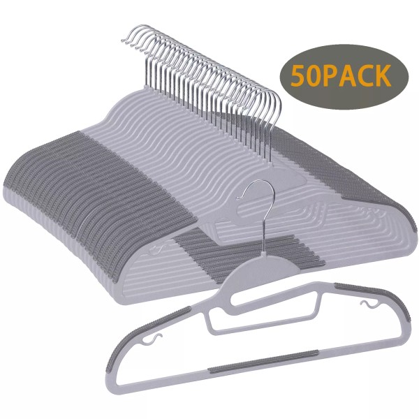 SEGAWE S-Shape Plastic Hangers Non Slip 50 Pack 360° Swivel