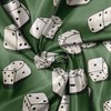 Lunarable Casino Fabric by The Yard, Cartoon Style Dices Pattern