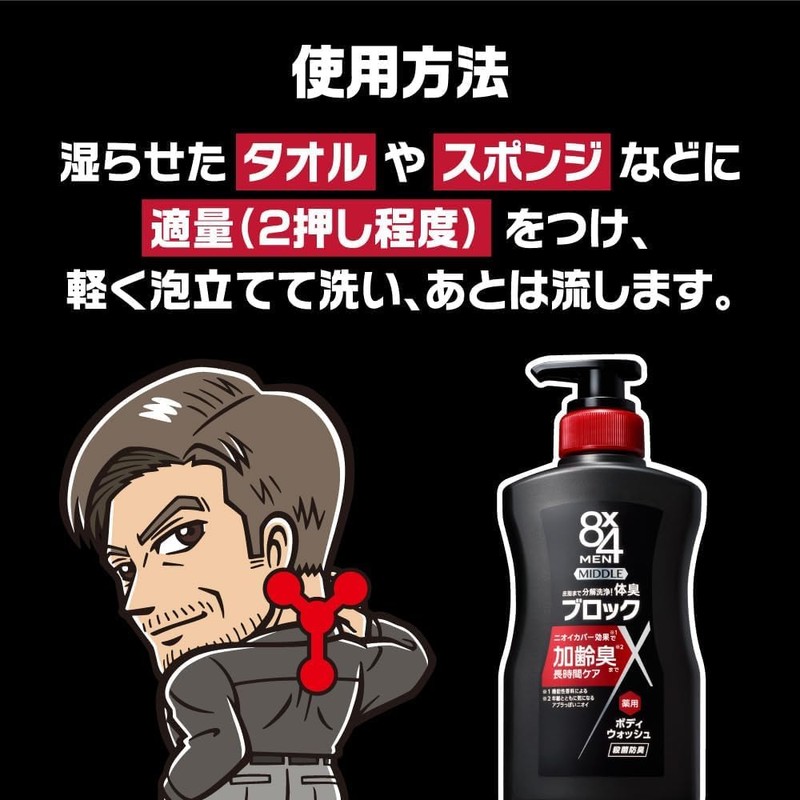 8×4 エイトフォーメン エイトフォー ボディソープ ミドルボディウォッシュ 詰め替え 300ml 4袋セット + Kunutonnオリジナルロゴ入りおまけ付
