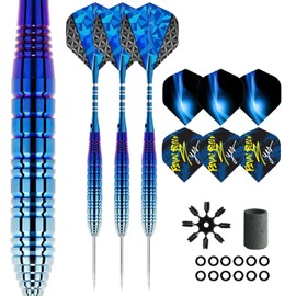 Lavishio Steel Tip Darts Set,3 Pack Professional Steel Tip Dart Set 22g Darts Set with Dart Flights and Dart Shafts and Accessories (Gradient Blue)