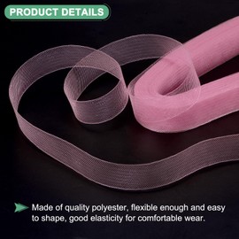 M METERXITY Stiff Horsehair Braid 1 Inch Wide 50 Yards Soft Polyester Horsehair Braid Roll for Wedding Dress/Dance Formal Dress Accessories/Skirt Boning Sewing Shaping [Charm Pink]