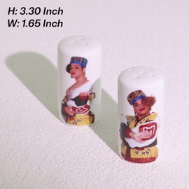 Ceramic Salt and Pepper Shakers Set - Cute Salt Shaker and Pepper Shaker for Kitchen Table Decor - Vintage Style Farmhouse Salt & Pepper Dispenser (White)