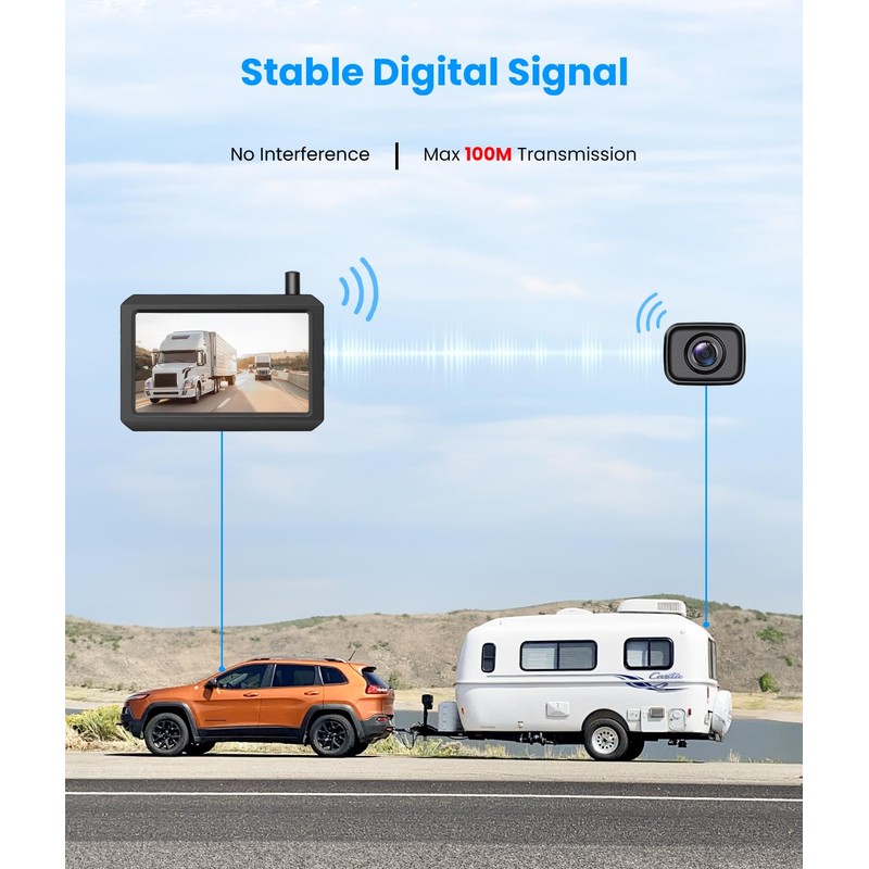 AUTO-VOX Wireless Backup Camera W7-2.4G Stable Digital Signal Rear View