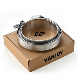 VANJOY 6-Inch V Band Clamp for 2006 6.0 Powerstroke Turbo & Exhaust Pipes – 304 Stainless Steel, One-Click Quick Release, Leak-Proof Design, 1 PCE (6.0)